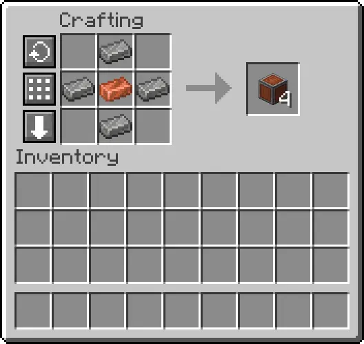 A picture of the crafting recipe for the tep block